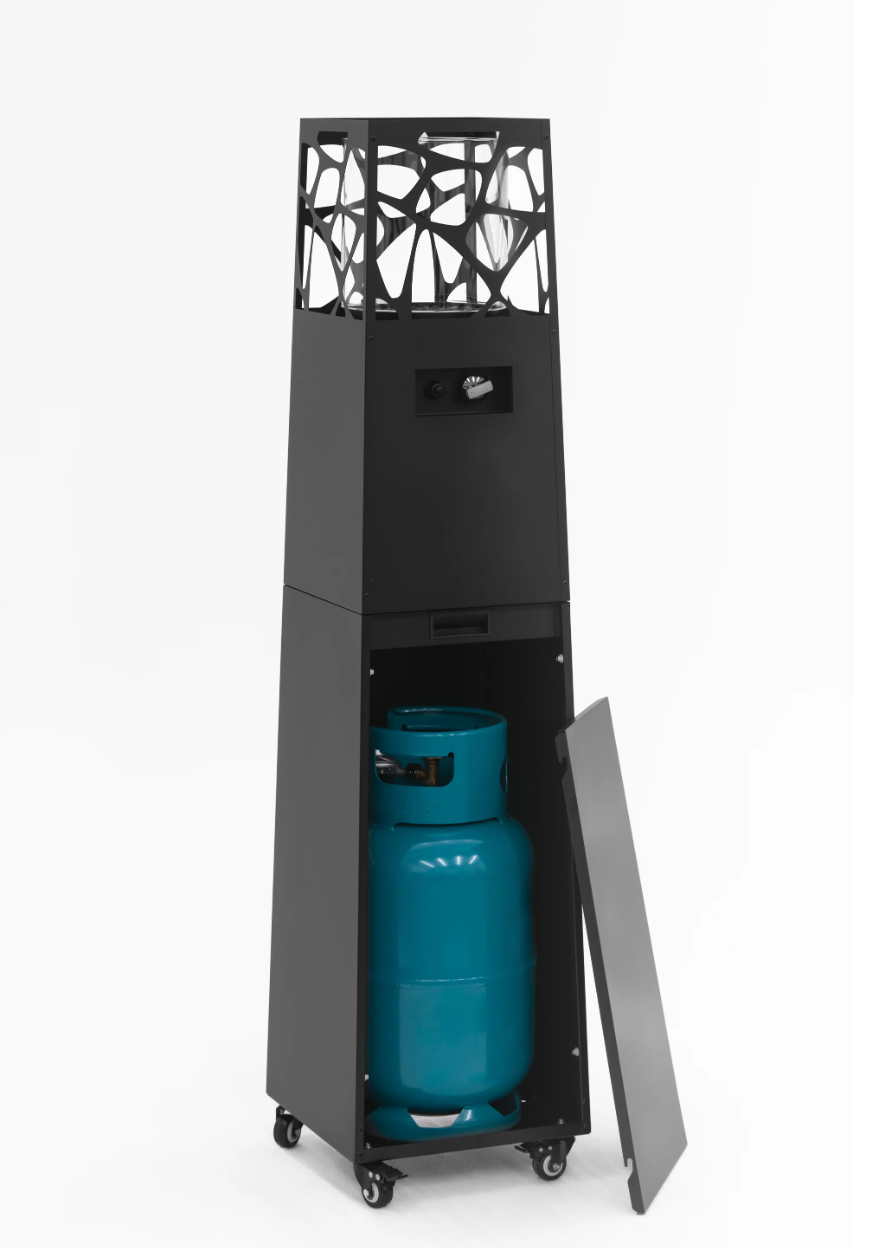 Outdoor Gas Patio Heater UK – Planika Pyramid Grey with Cover