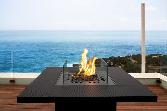 Outdoor Gas Fire Table in Garden - Planika Square
