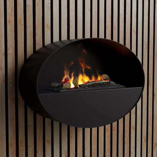 Water vapour fireplace with realistic mist flame effect in a modern UK living room