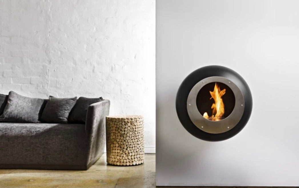 Wall Mounted Bioethanol Fireplace UK - Cocoon Vellum Matte Black