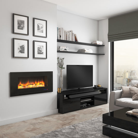 Wall Mounted Electric Fireplace UK - Azurite Black 91cm