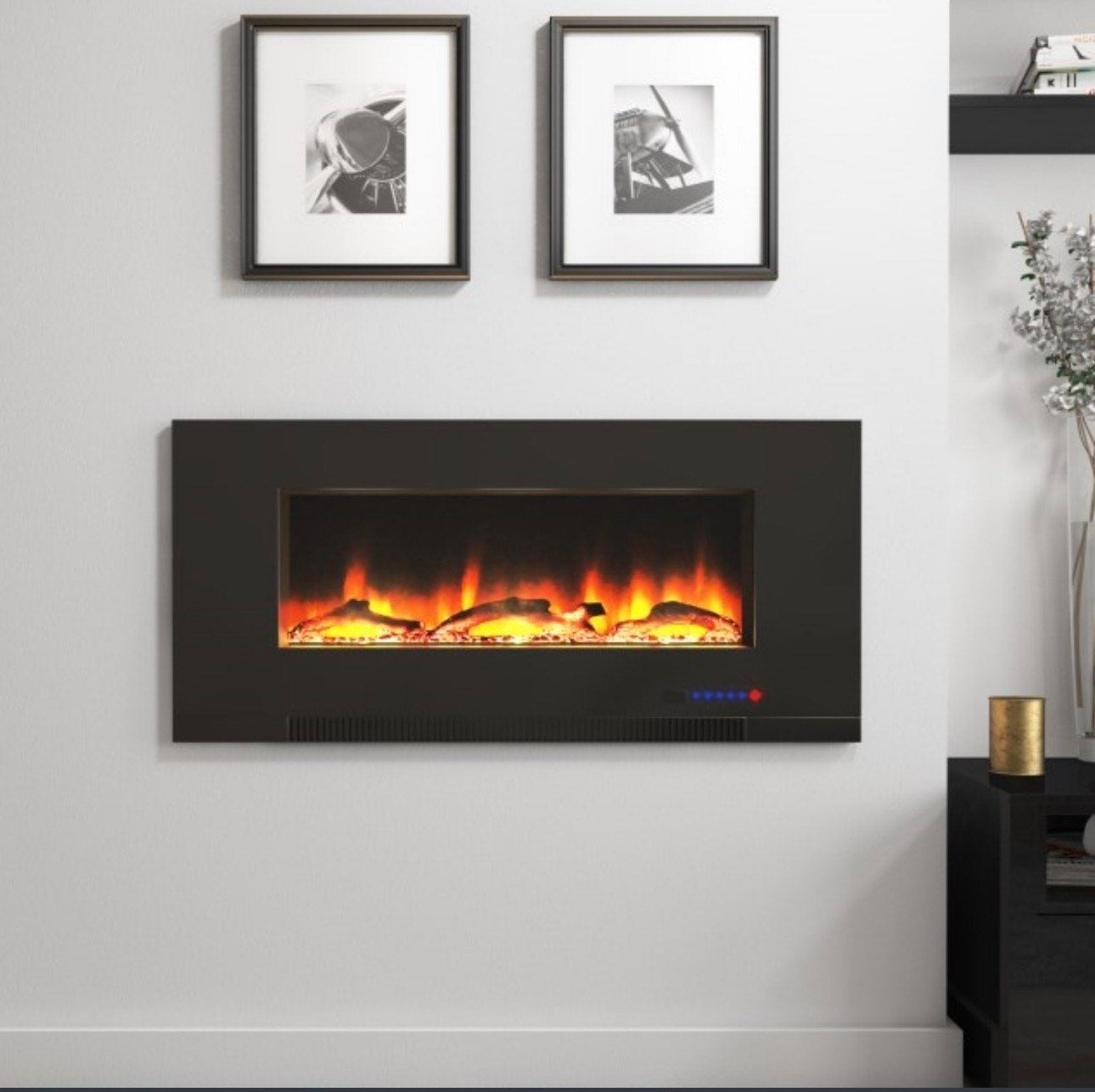 Wall Mounted Electric Fireplace UK - Azurite Black 91cm