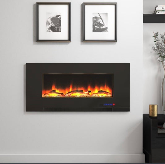 Wall Mounted Electric Fireplace UK - Azurite Black 91cm