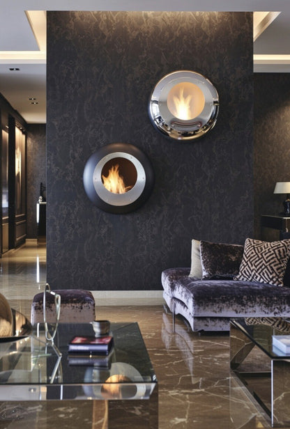Wall Mounted Bioethanol Fireplace UK - Cocoon Vellum Matte Black