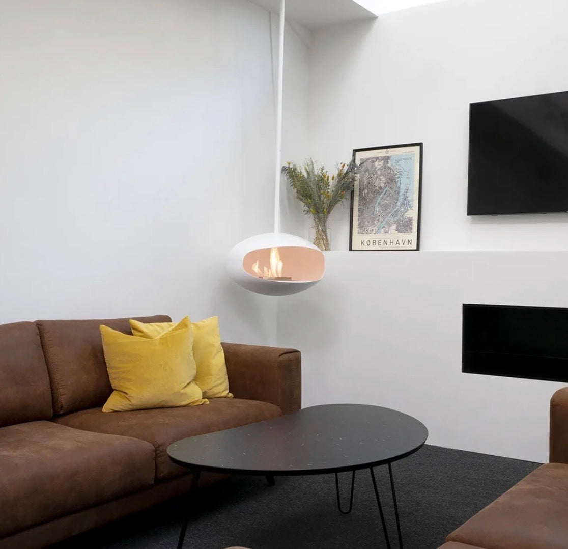 Hanging Bioethanol Fireplace UK - Cocoon Aeris White