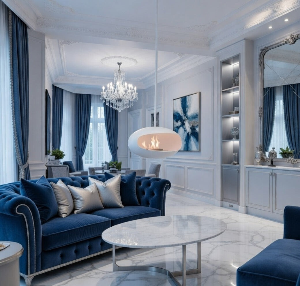 Hanging Bioethanol Fireplace UK - Cocoon Aeris White