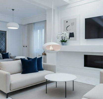 Hanging Bioethanol Fireplace UK - Cocoon Aeris White