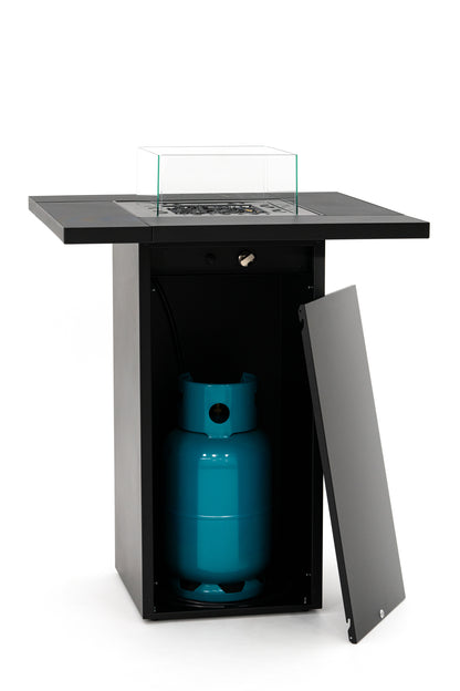 Outdoor Gas Fire Table UK – Planika Square Table High with Cover