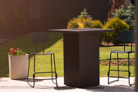 Outdoor Gas Fire Table UK – Planika Square Table High with Cover