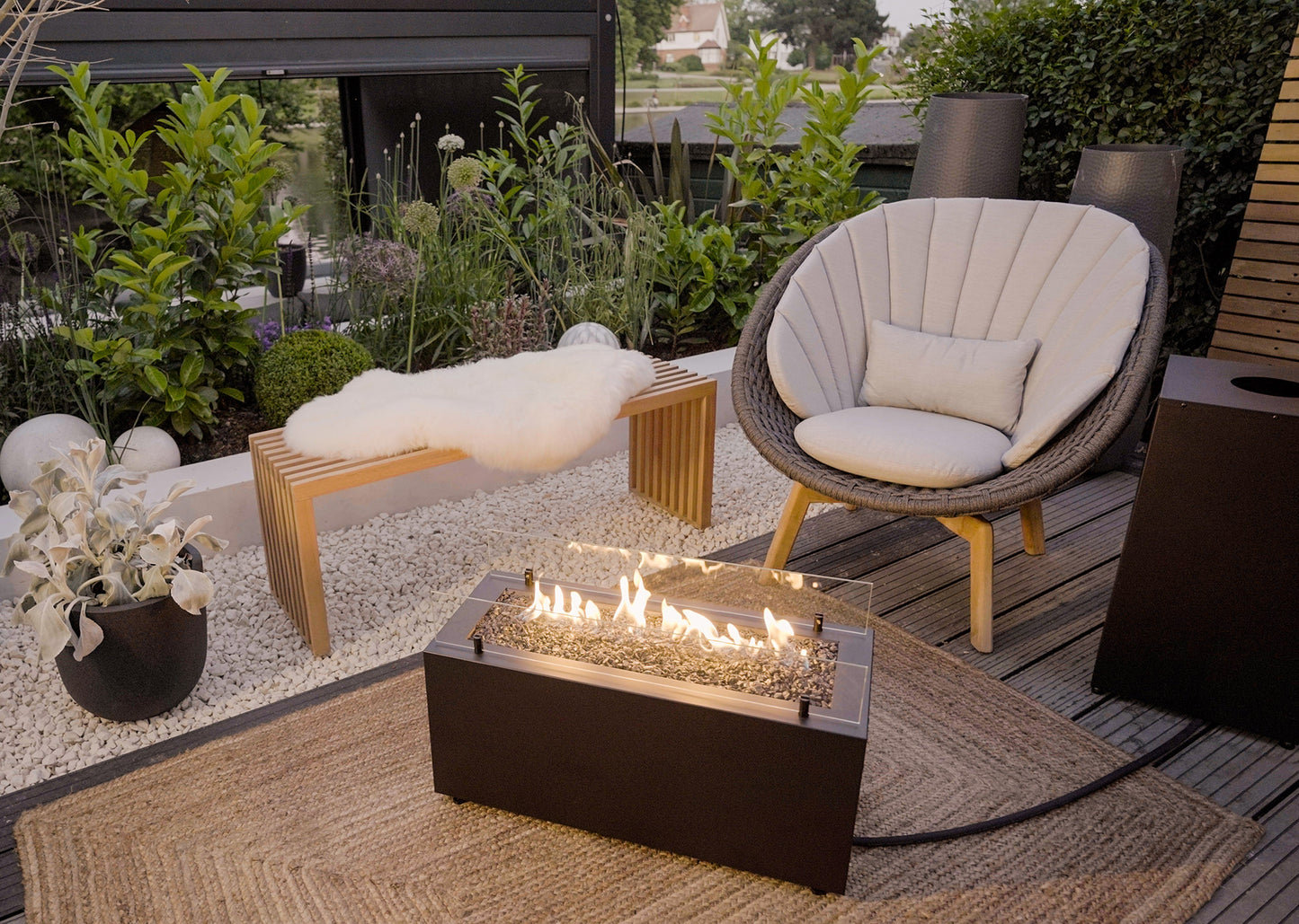 Outdoor Gas Fire Pit UK – Planika Rio with Cover