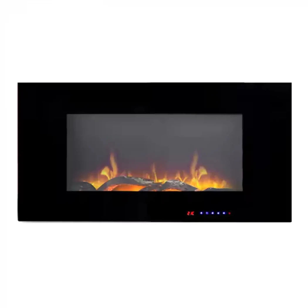 Azurite Wall-Mounted Electric Fireplace - Black - 91 cm