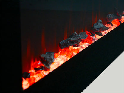 Azurite Wall-Mounted Electric Fireplace - Black - 91 cm