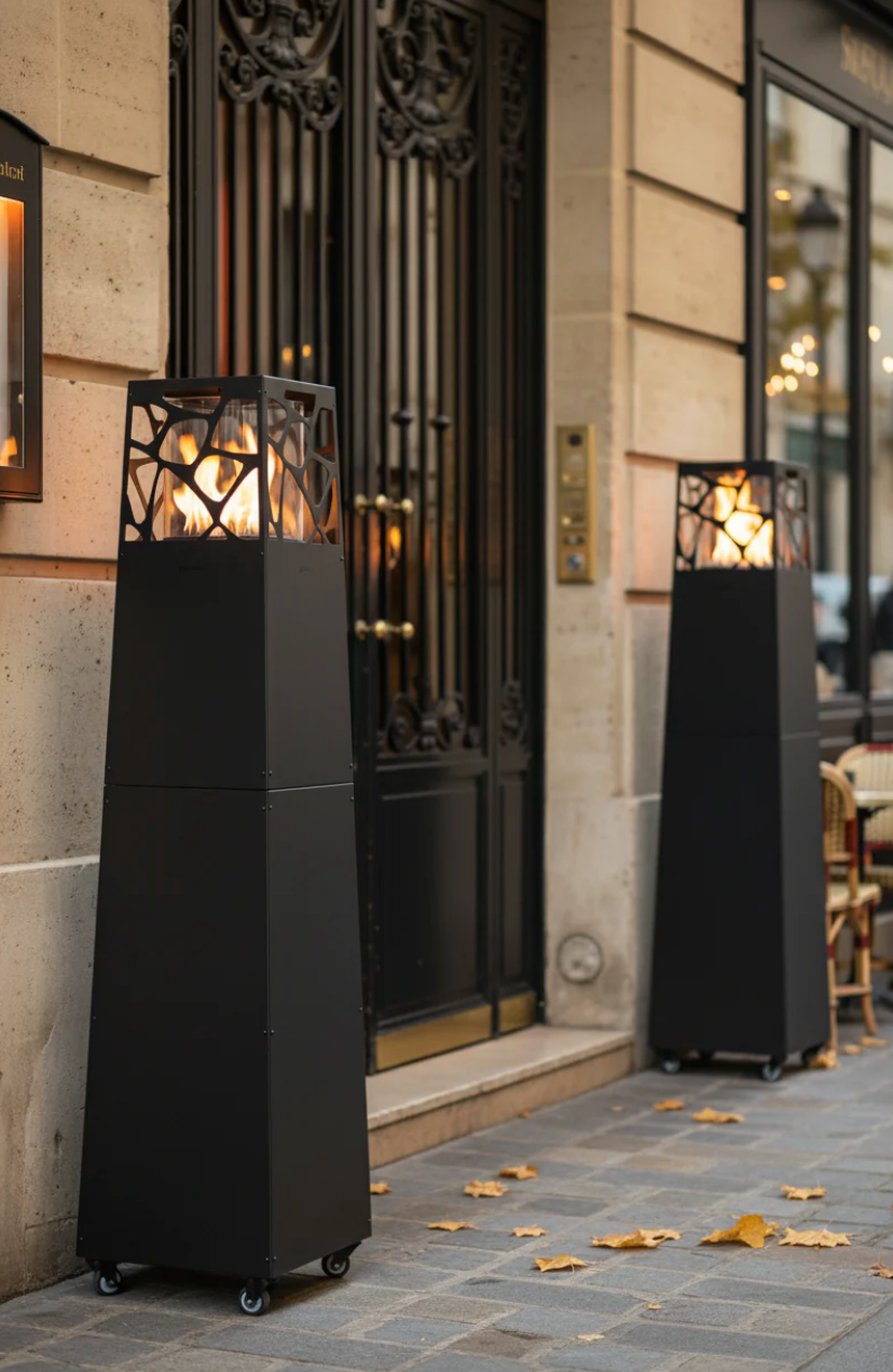 Outdoor Gas Patio Heater UK – Planika Pyramid Grey with Cover