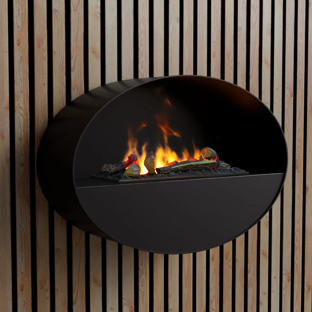 Kjos Wall-Mounted Water Vapour Fireplace - Black